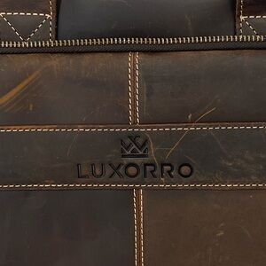 Luxoreo Classic Brown Leather computer Briefcase bag